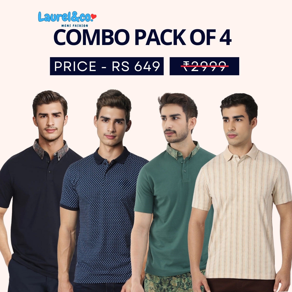 Combo Pack Of 4|Men's Style & Comfort Premium T-Shirts | Half Sleeves
