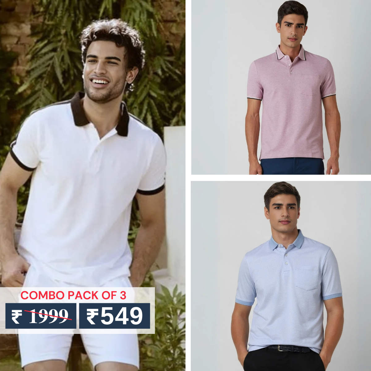 Men's Polo T-Shirts : Stylish & Comfortable | Combo Pack Of 3