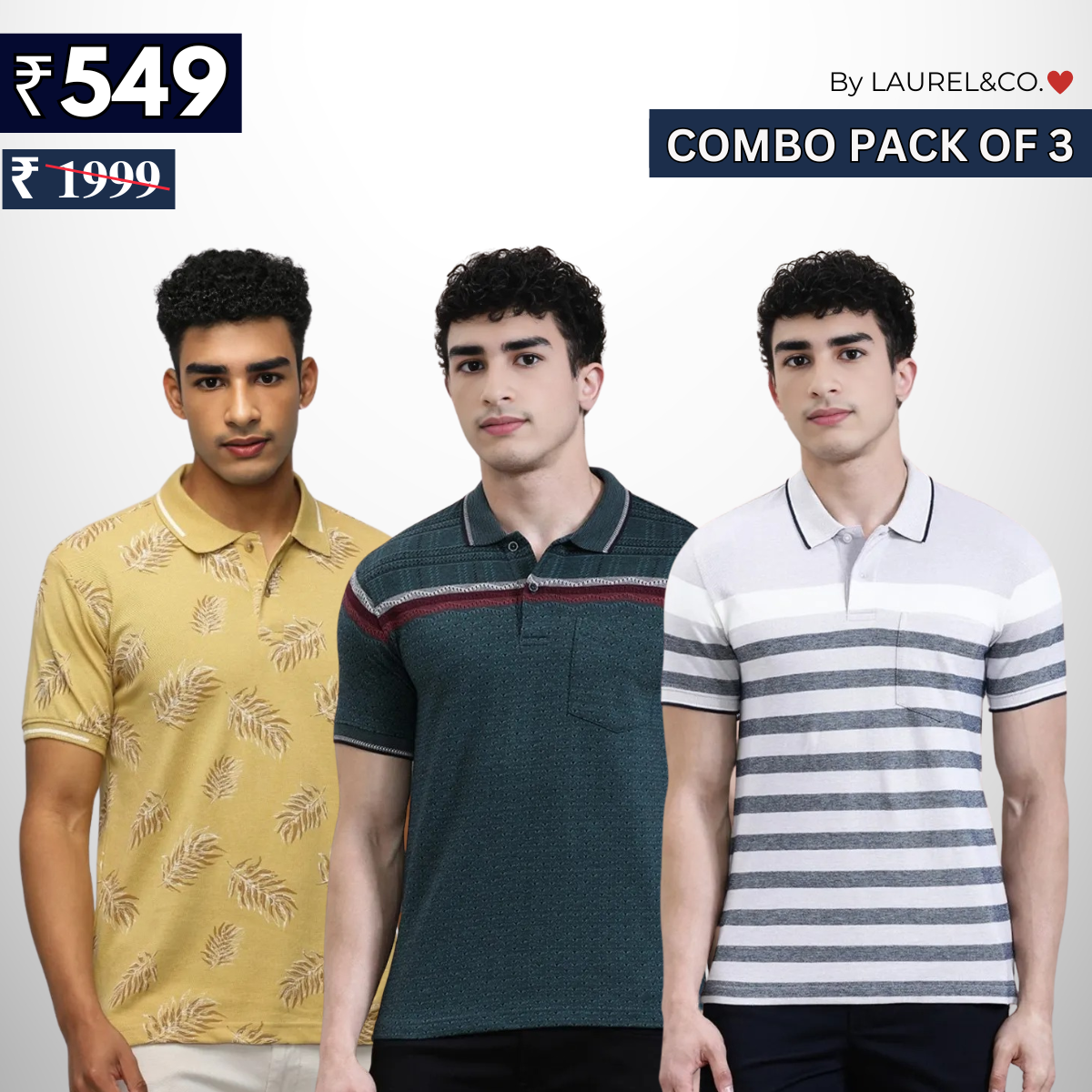 Combo Pack Of 3 | Men's Polo T-Shirts | Stylish & Comfortable