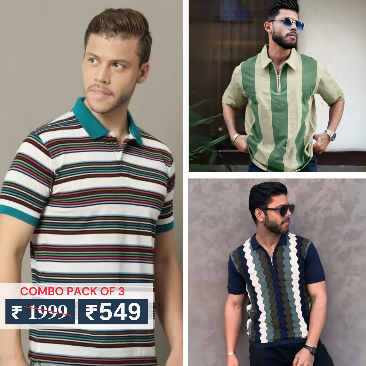 Men's Polo T-Shirts : Stylish & Comfortable | Combo Pack Of 3