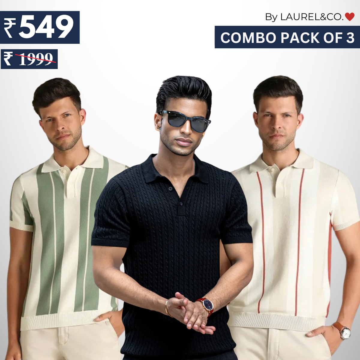 Men's Polo T-Shirts | Stylish & Comfortable | Combo Pack Of 3