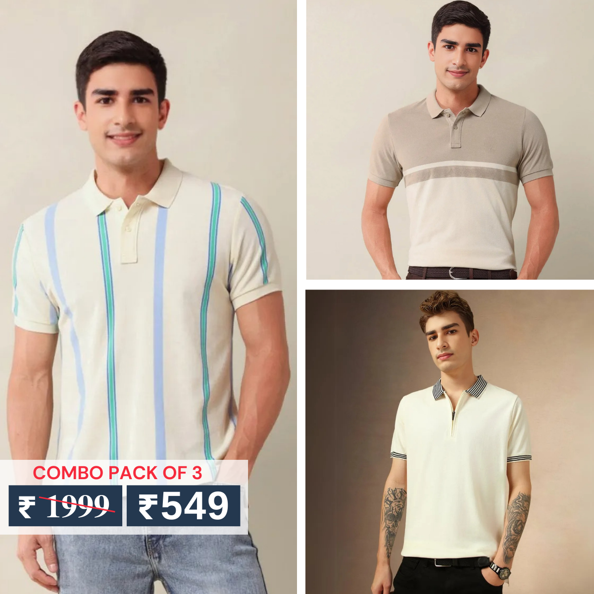 Men's Polo T-Shirts : Stylish & Comfortable | Combo Pack Of 3