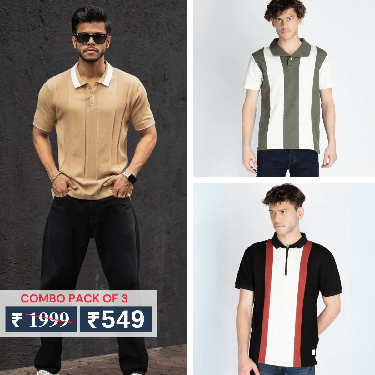 Men's Polo T-Shirts : Stylish & Comfortable | Combo Pack Of 3