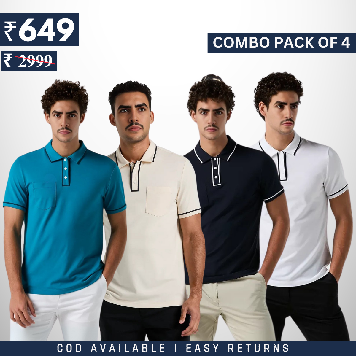 Combo Pack Of 4 | Men's Style & Comfort Premium T-Shirts | Half Sleeves |