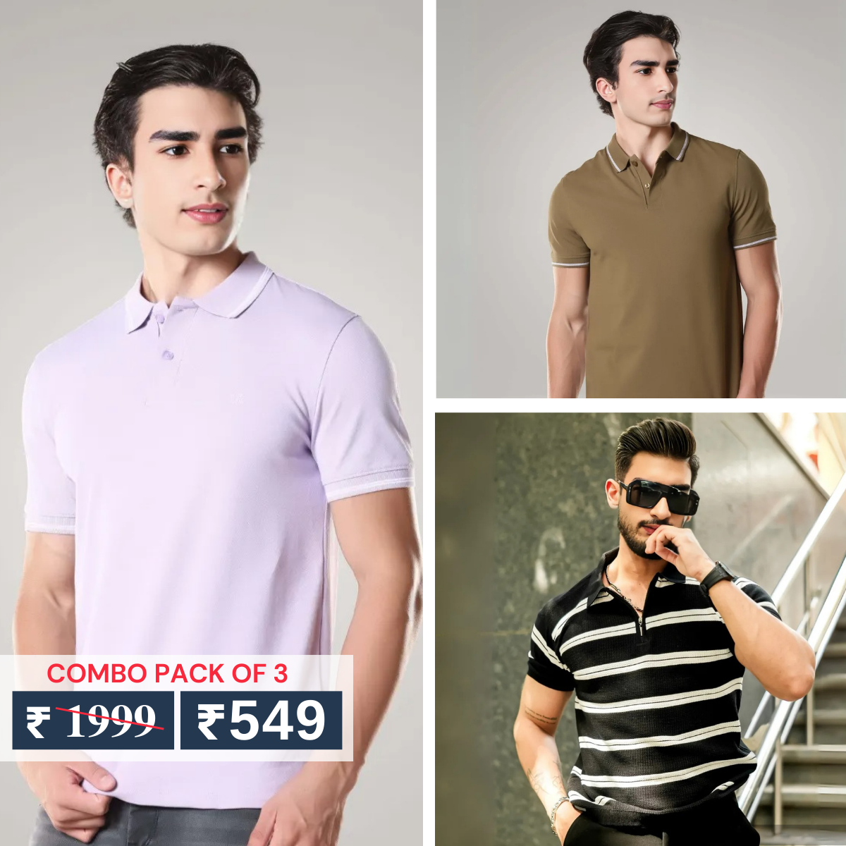 Men's Polo T-Shirts : Stylish & Comfortable | Combo Pack Of 3