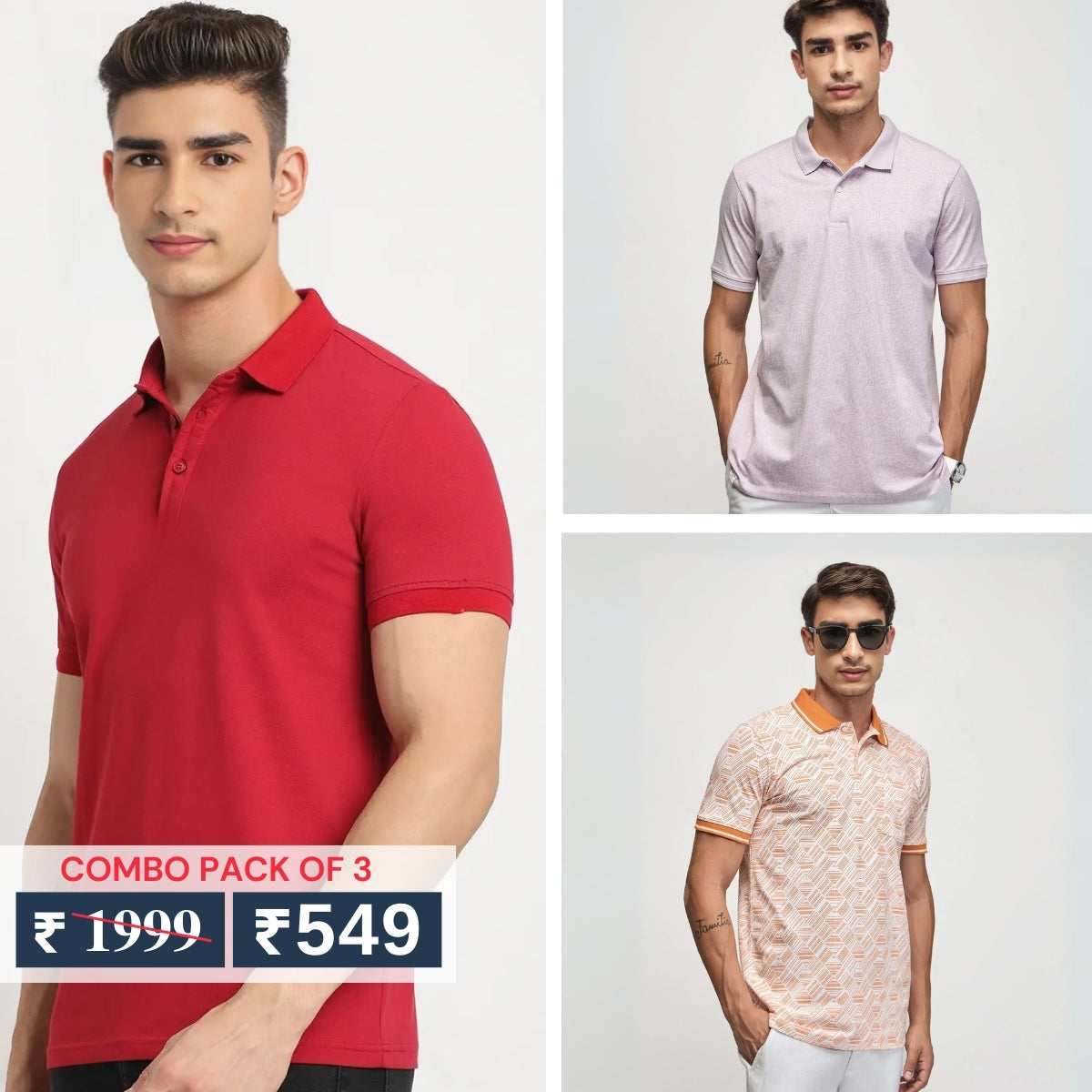 Men's Polo T-Shirts : Stylish & Comfortable | Combo Pack Of 3