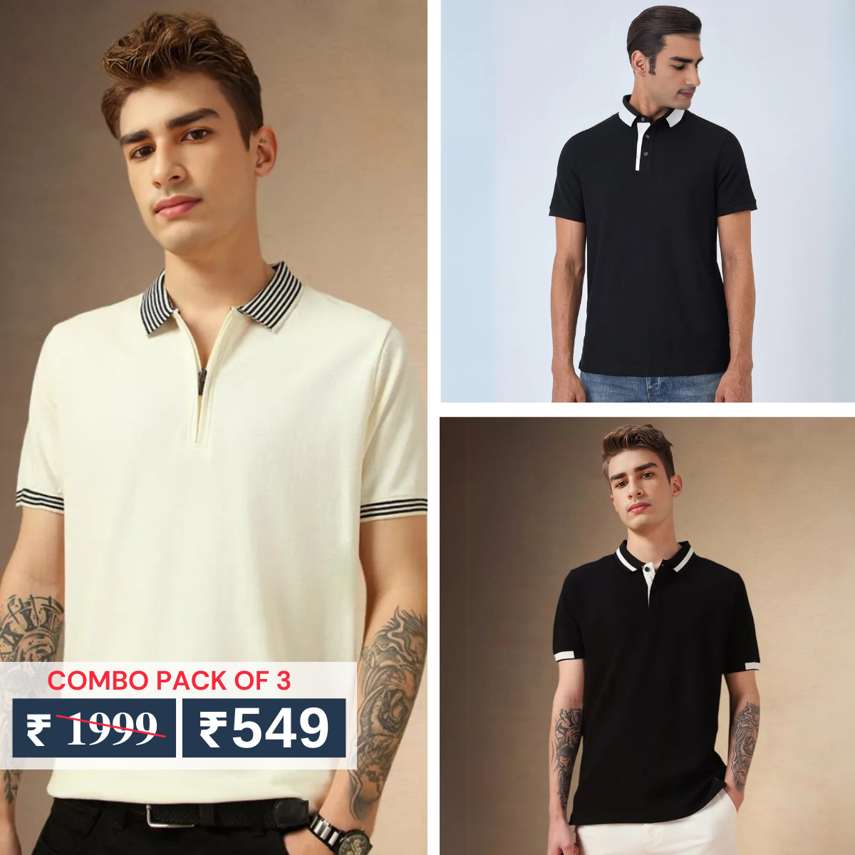 Men's Polo T-Shirts : Stylish & Comfortable | Combo Pack Of 3