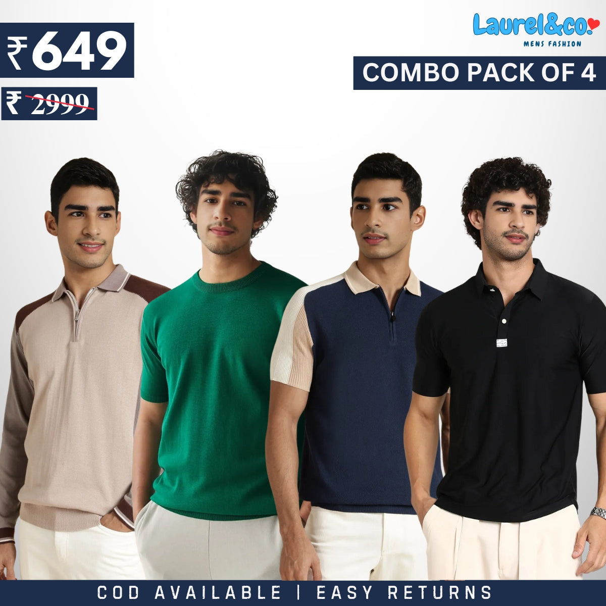 Men's Style & Comfort Premium T-Shirts | Combo Pack Of 4