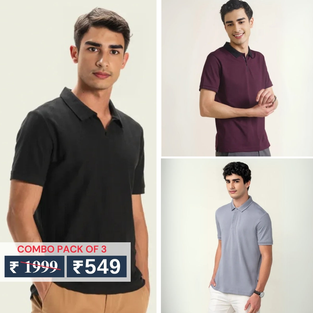 Men's Polo T-Shirts : Stylish & Comfortable | Combo Pack Of 3
