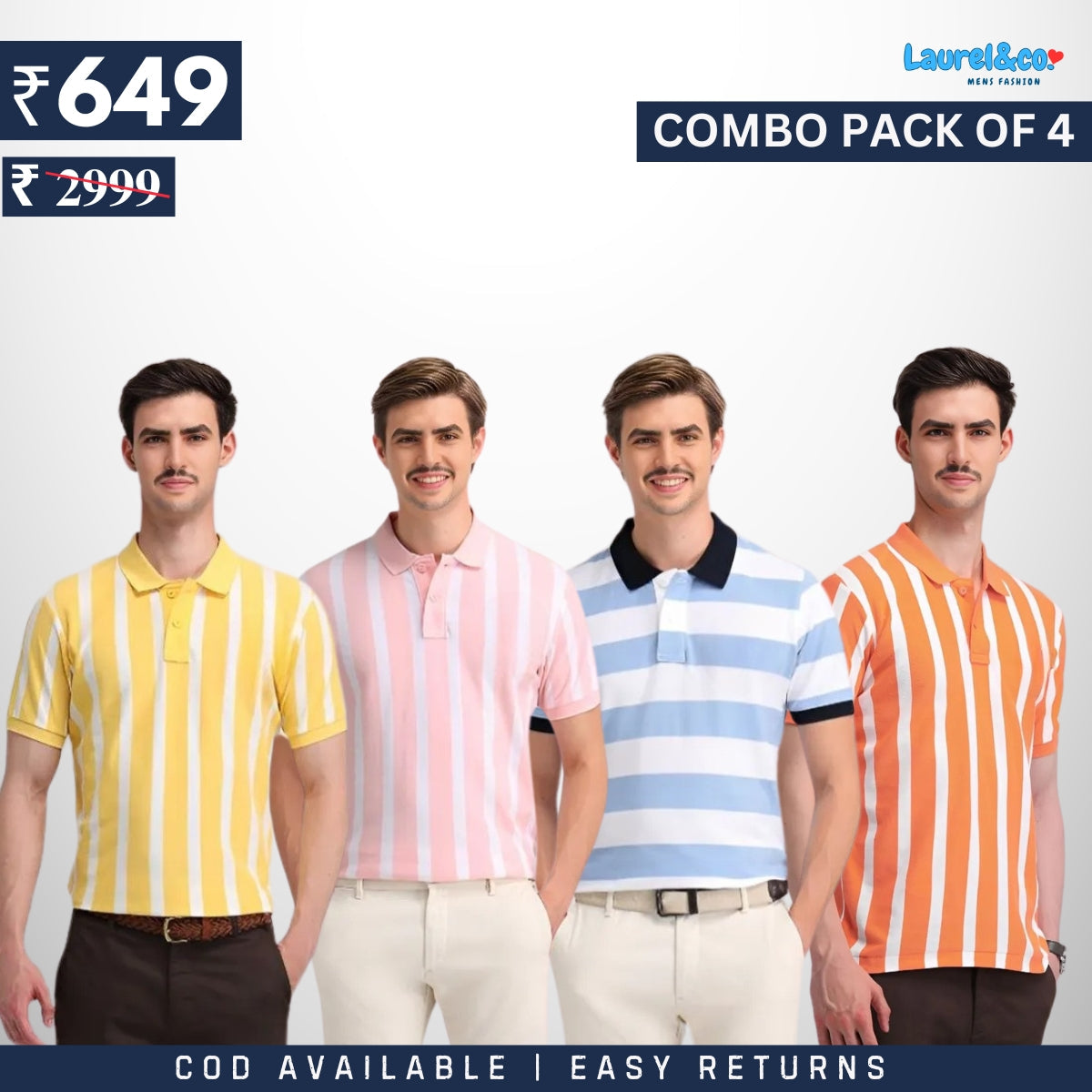 Combo Pack Of 4 | Men's Style & Comfort Premium T-Shirts | Half Sleeves |