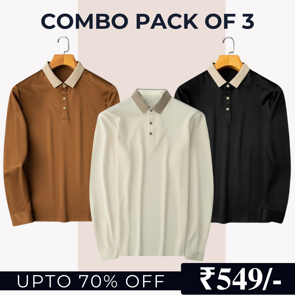 Men's Polo T-Shirts | Stylish & Comfortable | Combo Pack Of 3