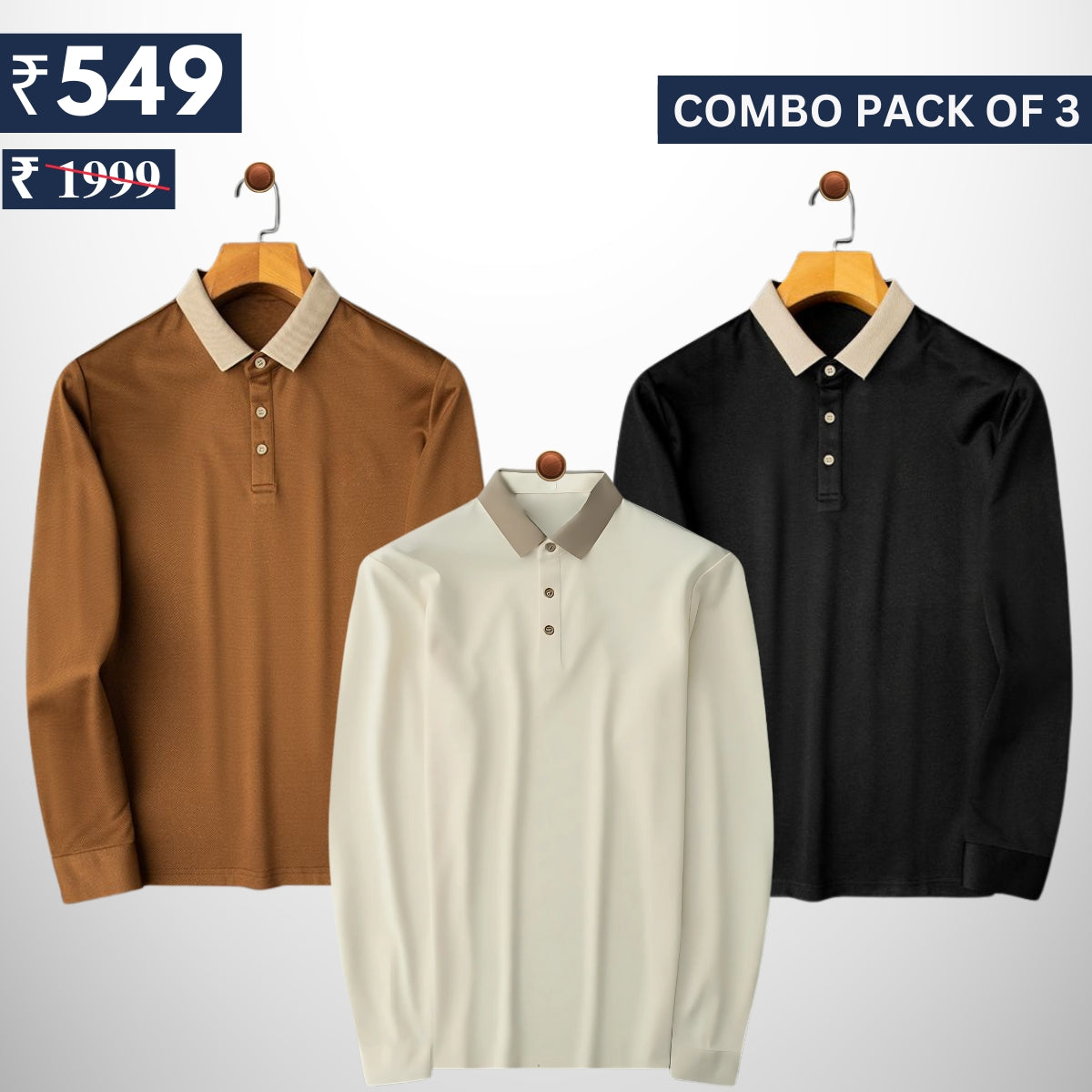 Men's Polo T-Shirts | Stylish & Comfortable | Combo Pack Of 3