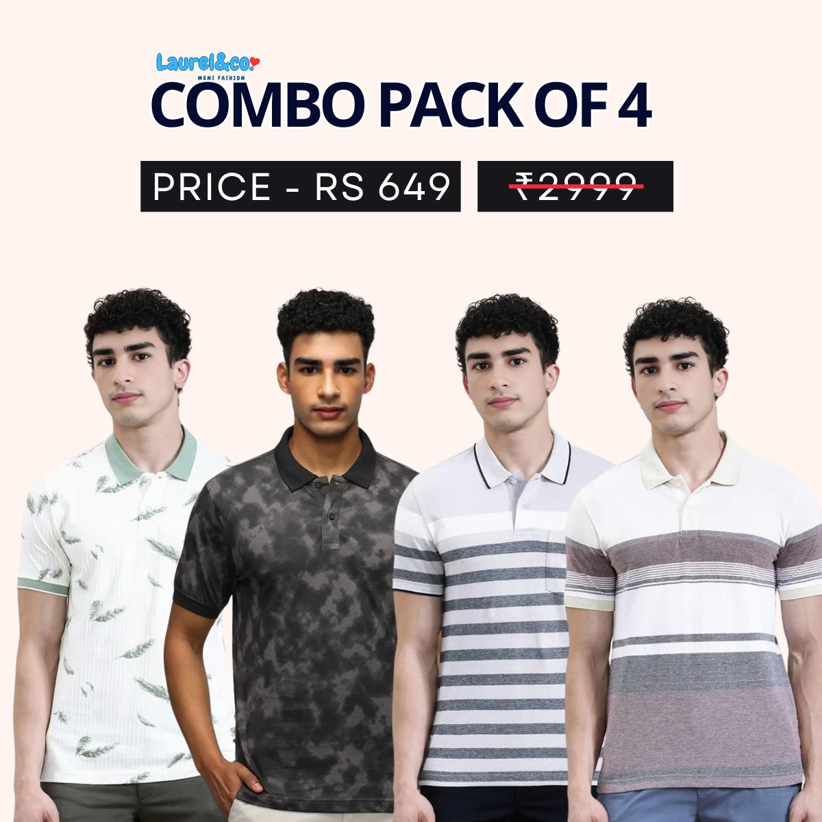 Combo Pack Of 4|Men's Style & Comfort Premium T-Shirts | Half Sleeves