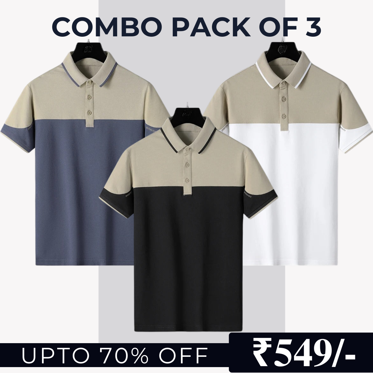 Men's Polo T-Shirts | Stylish & Comfortable | Combo Pack Of 3