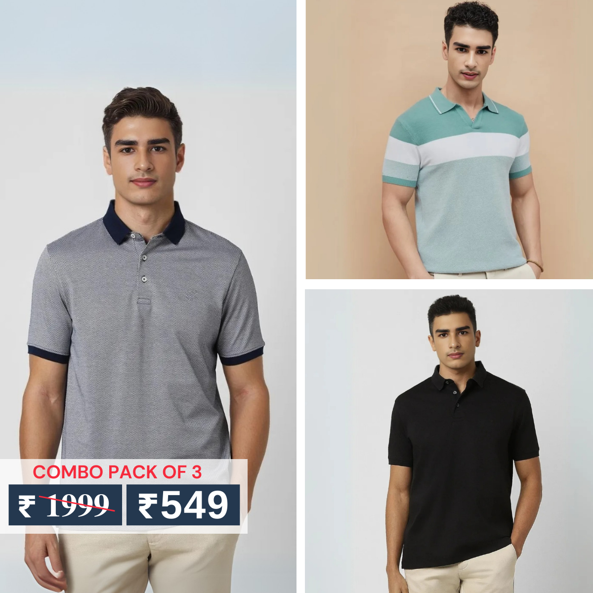 Men's Polo T-Shirts : Stylish & Comfortable | Combo Pack Of 3