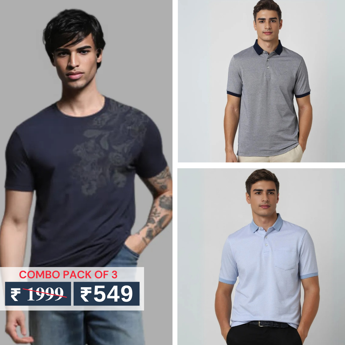 Men's Polo T-Shirts : Stylish & Comfortable | Combo Pack Of 3