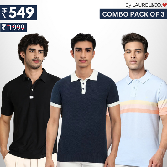 Men's Polo T-Shirts : Stylish & Comfortable V | Combo Pack Of 3