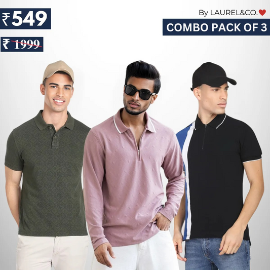 Men's Polo T-Shirts  : Stylish & Comfortable | Combo Pack Of 3