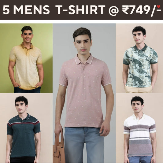 Style with a 5-Pack of Premium Half -Sleeve T-Shirts for Men