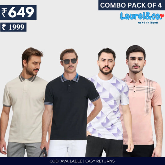 Combo Pack Of 4|Men's Style & Comfort Premium T-Shirts | Half Sleeves