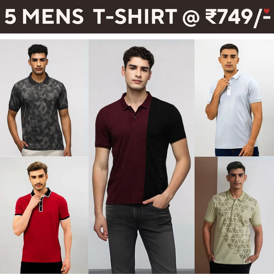 Style with a 5-Pack of Premium Half -Sleeve T-Shirts for Men