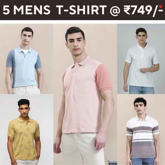 Style with a 5-Pack of Premium Half -Sleeve T-Shirts for Men