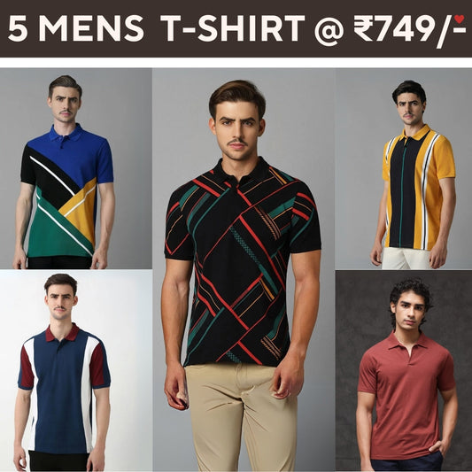 Style with a 5-Pack of Premium Half -Sleeve T-Shirts for Men