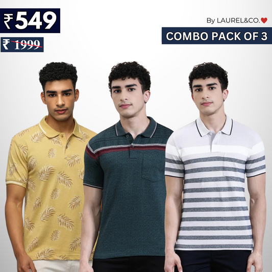 Combo Pack Of 3 | Men's Polo T-Shirts | Stylish & Comfortable