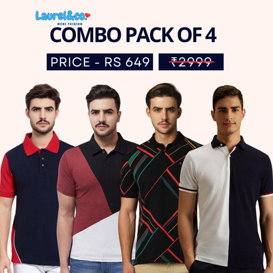 Combo Pack Of 4|Men's Style & Comfort Premium T-Shirts | Half Sleeves