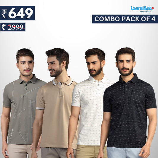 Combo Pack Of 4 | Men's Style & Comfort Premium T-Shirts | Half Sleeves