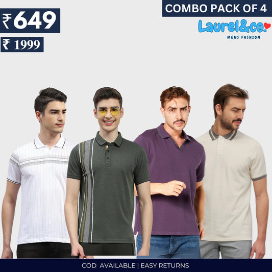 Combo Pack Of 4|Men's Style & Comfort Premium T-Shirts | Half Sleeves