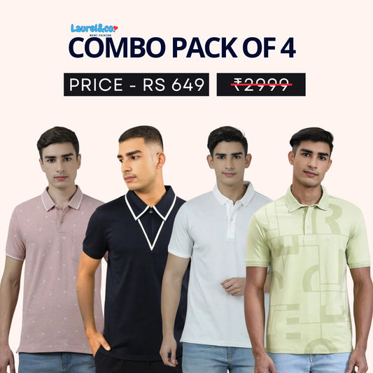 Combo Pack Of 4 | Men's Style & Comfort Premium T-Shirts | Half Sleeves