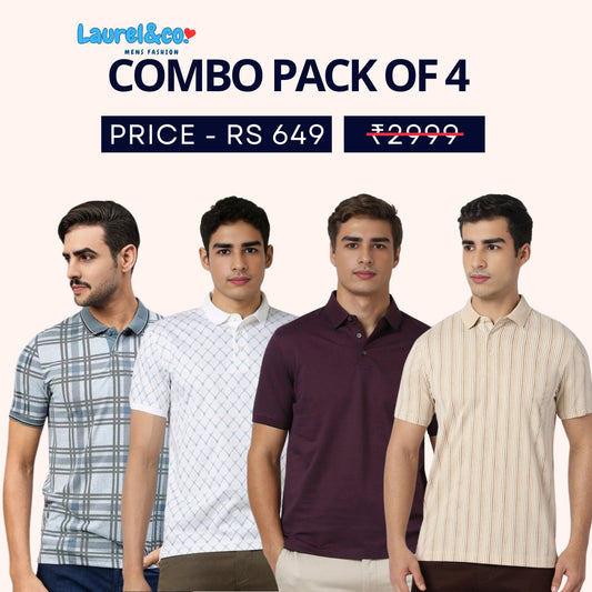 Combo Pack Of 4|Men's Style & Comfort Premium T-Shirts | Half Sleeves
