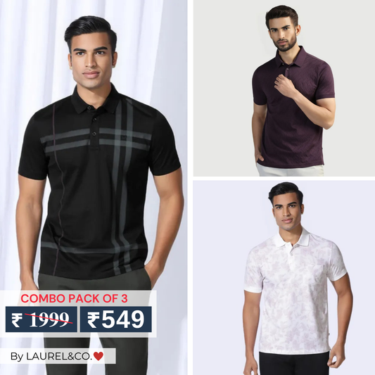 Combo Pack Of 3 | Men's Polo T-Shirts | Stylish & Comfortable