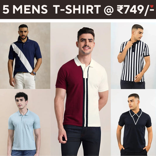 Style with a 5-Pack of Premium Half -Sleeve T-Shirts for Men