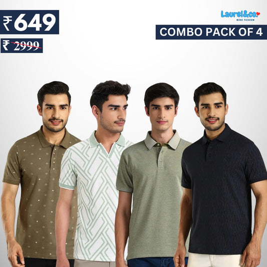 Combo Pack Of 4 | Men's Style & Comfort Premium T-Shirts | Half Sleeves
