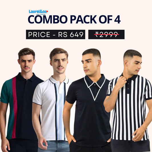 Combo Pack Of 4 | Men's Style & Comfort Premium T-Shirts | Half Sleeves