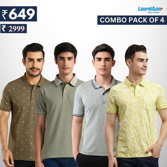 Combo Pack Of 4 | Men's Style & Comfort Premium T-Shirts | Half Sleeves