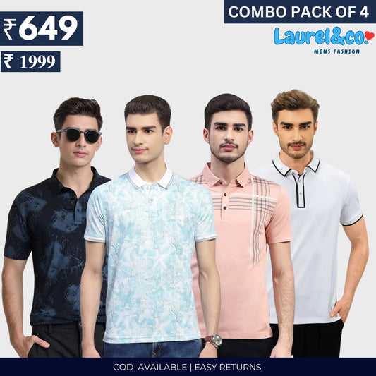 Combo Pack Of 4|Men's Style & Comfort Premium T-Shirts | Half Sleeves
