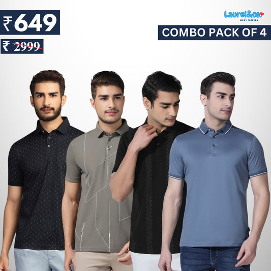 Combo Pack Of 4 | Men's Style & Comfort Premium T-Shirts | Half Sleeves