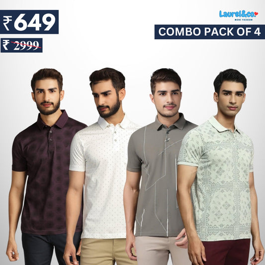 Combo Pack Of 4 | Men's Style & Comfort Premium T-Shirts | Half Sleeves