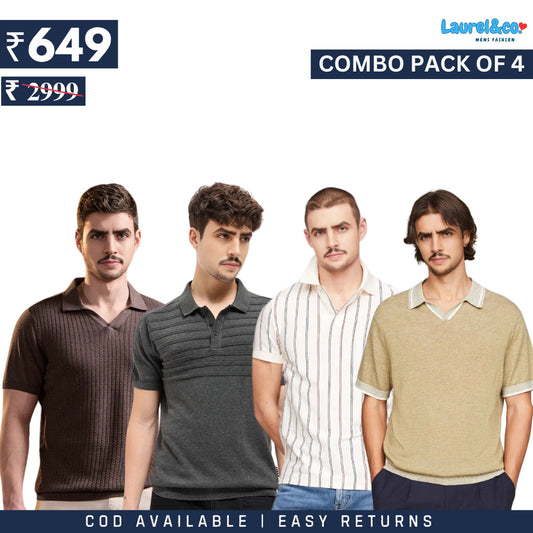 Combo Pack Of 4|Men's Style & Comfort Premium T-Shirts | Half Sleeves