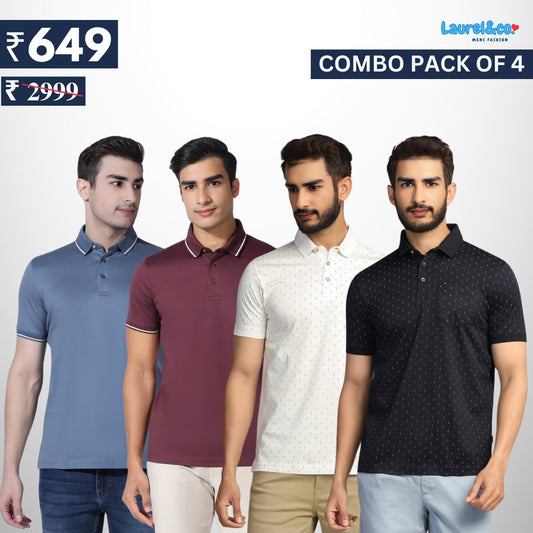 Combo Pack Of 4 | Men's Style & Comfort Premium T-Shirts | Half Sleeves