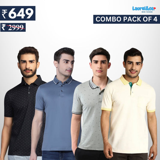 Combo Pack Of 4 | Men's Style & Comfort Premium T-Shirts | Half Sleeves