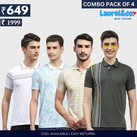 Combo Pack Of 4|Men's Style & Comfort Premium T-Shirts | Half Sleeves