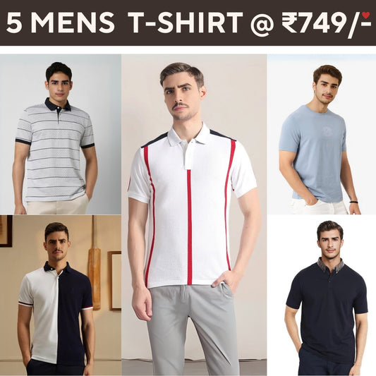 Style with a 5-Pack of Premium Half -Sleeve T-Shirts for Men