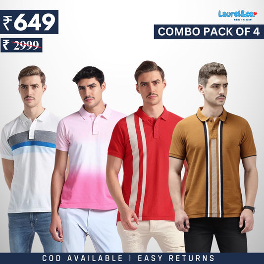 Combo Pack Of 4 | Men's Style & Comfort Premium T-Shirts | Half  Sleeves |