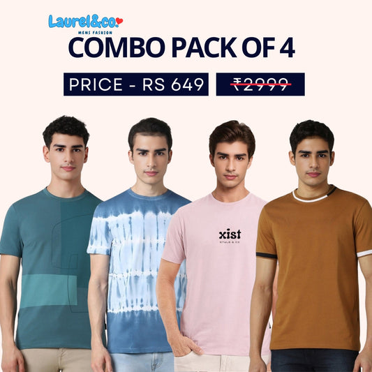 Combo Pack Of 4 | Men's Style & Comfort Premium T-Shirts | Half Sleeves
