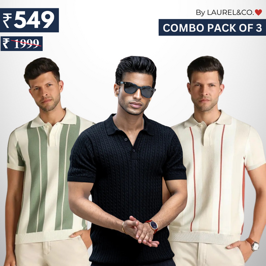 Men's Polo T-Shirts | Stylish & Comfortable | Combo Pack Of 3