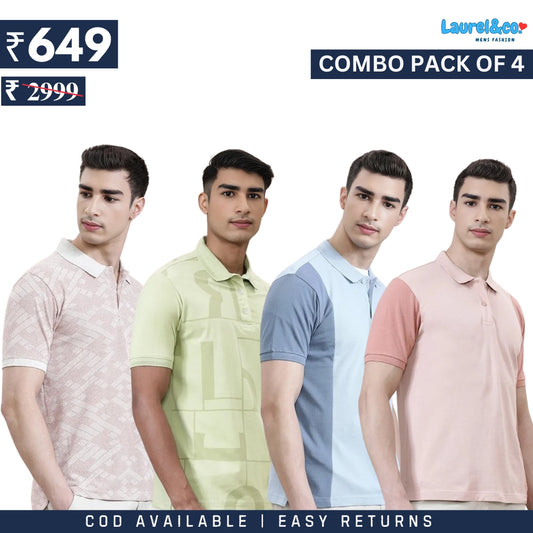 Combo Pack Of 4|Men's Style & Comfort Premium T-Shirts | Half Sleeves